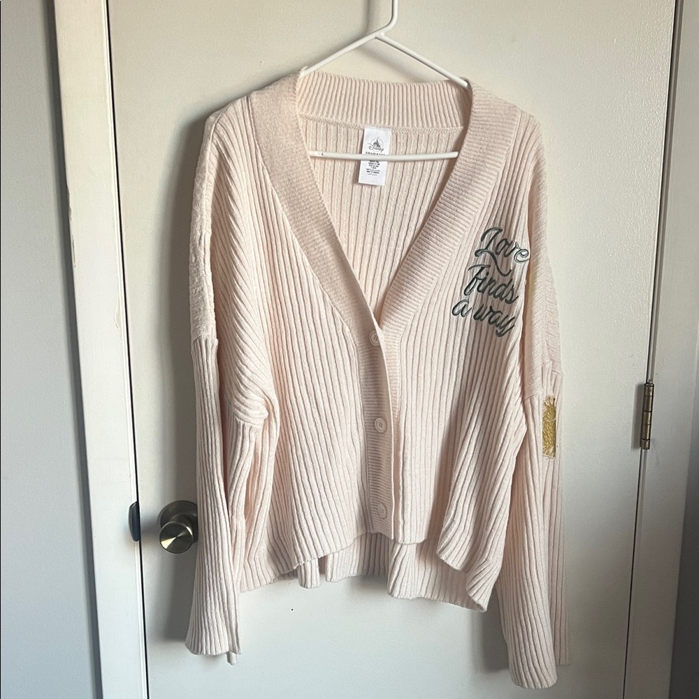 Cozy Ribbed V-Neck Disney Princess Cardigan Sweater - Light Blush